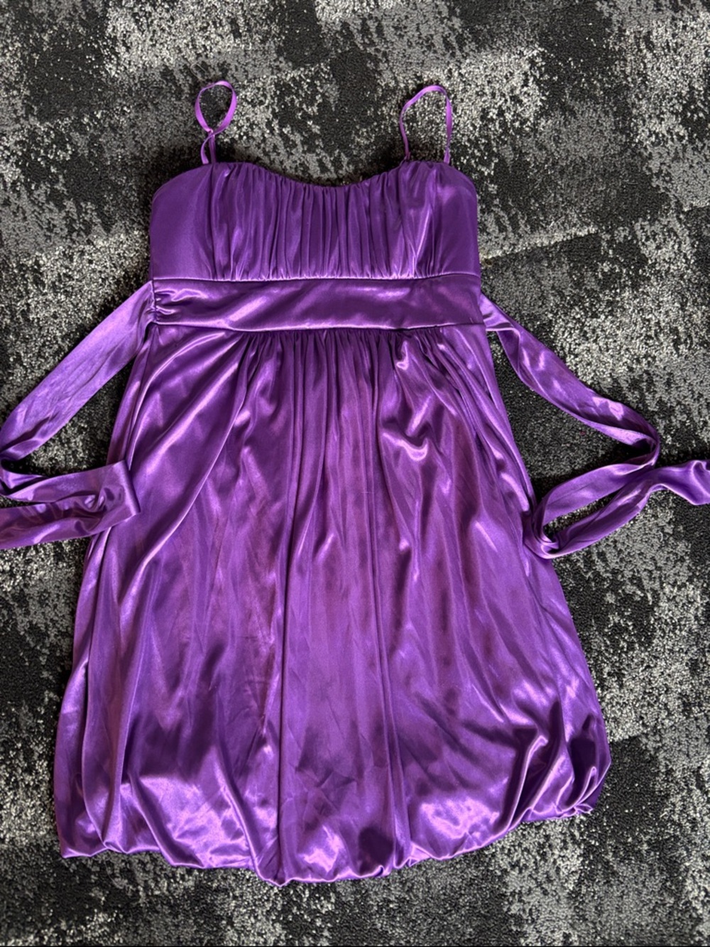 Ruby Rox Shiny Purple Satin Spaghetti-Strap Dress